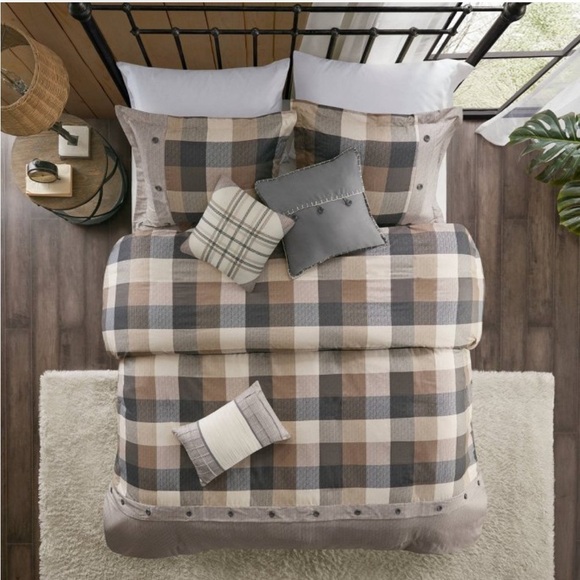 Madison Park Other - Plaid Bedding Set in Brown and Gray